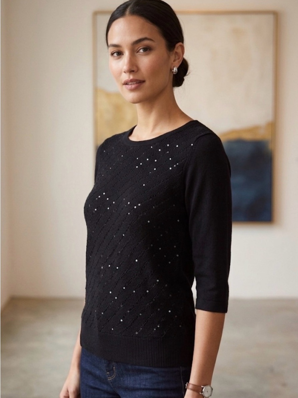 Covington Black Crewneck Sweater with sequins